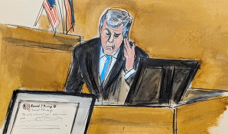A court artist sketch of Michael Cohen (Elizabeth Williams via AP)