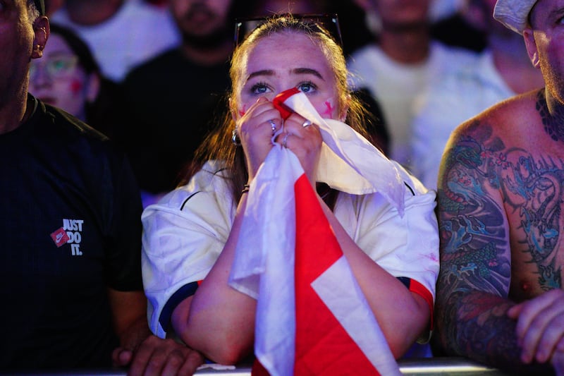 England supporters in the fan zone at Brandenburg Gate in Berlin