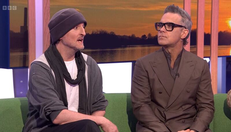 Robbie Williams and Michael Gracey on The One Show