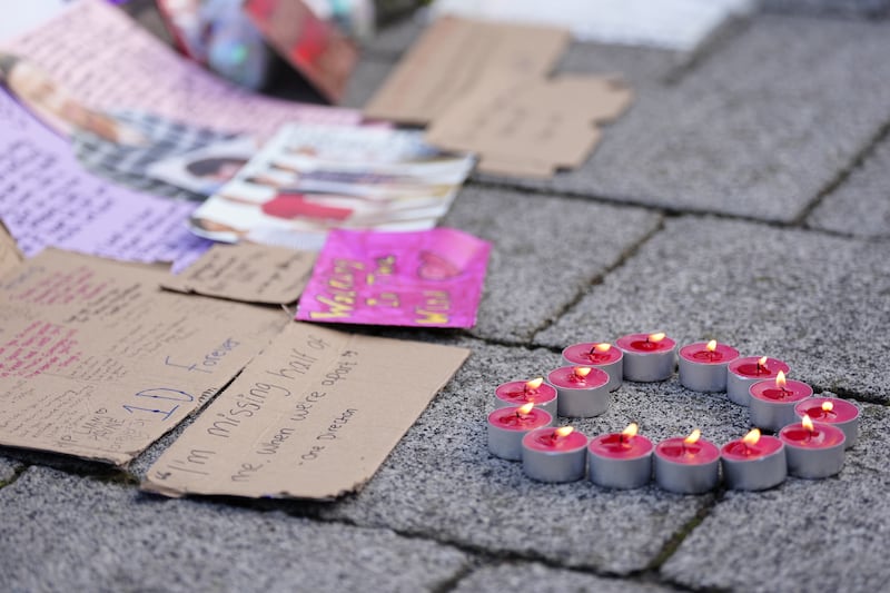 Candles were laid in a heart shape at the Keel Warf Bridge at Royal Albert Dock in Liverpool