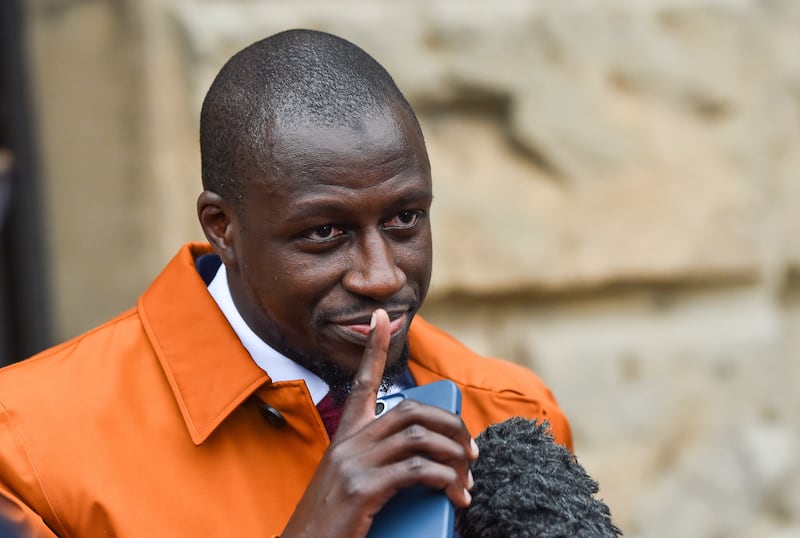 Benjamin Mendy speaking to the media as he leaves Chester Crown Court having been found not guilty of one count rape and one of attempted rape