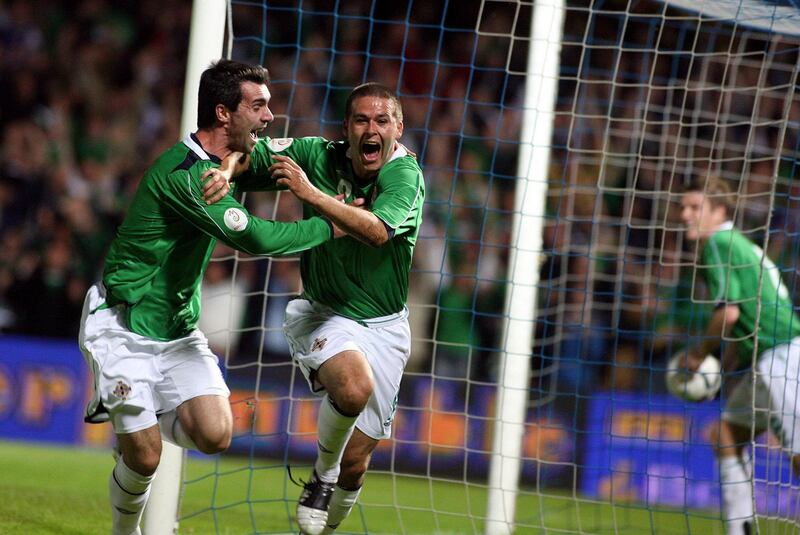 David Healy (right) scored a hat-trick against Spain in a European qualifier in 2006