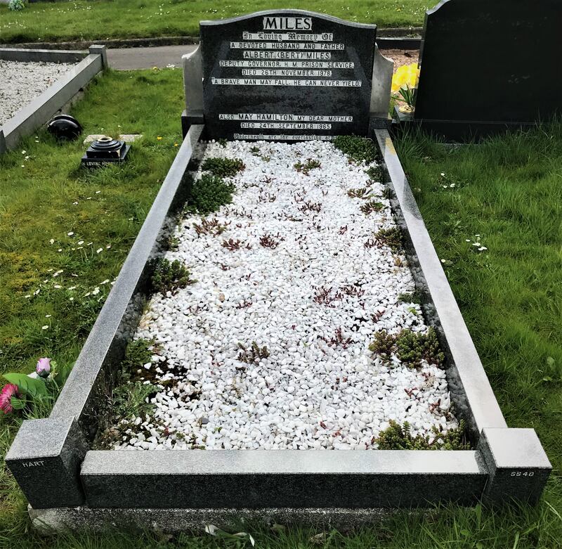 Albert Miles' headstone and grave