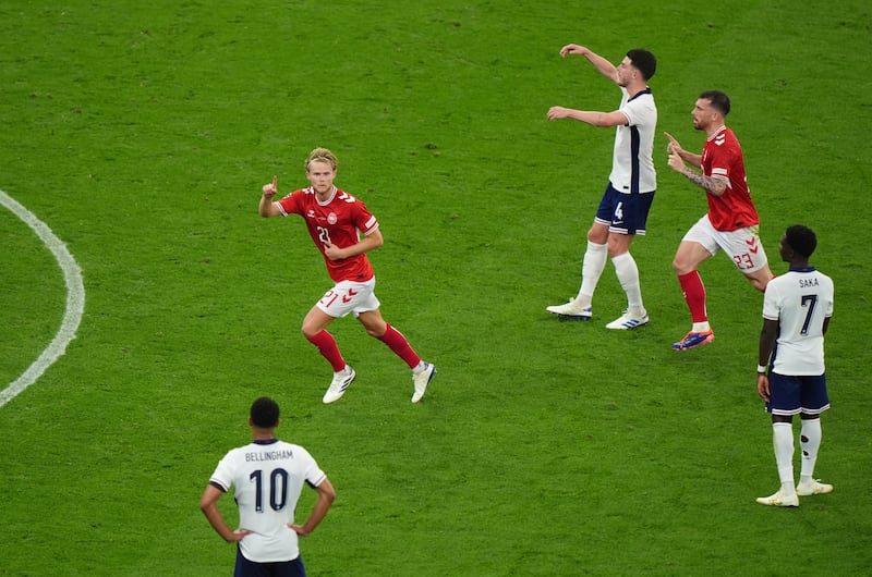 Denmark’s Morten Hjulmand lasered home from distance against England