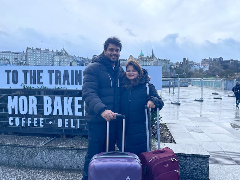 Aditi Sahu, right, and Neeraj Krishan travelled