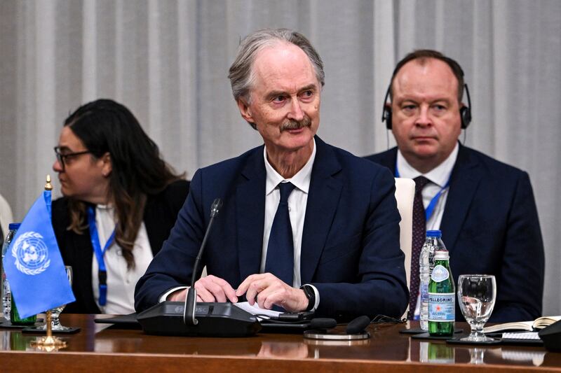 UN Special Envoy for Syria Geir Pedersen was in agreement with Mr Blinken over the way forward (Pool via AP)