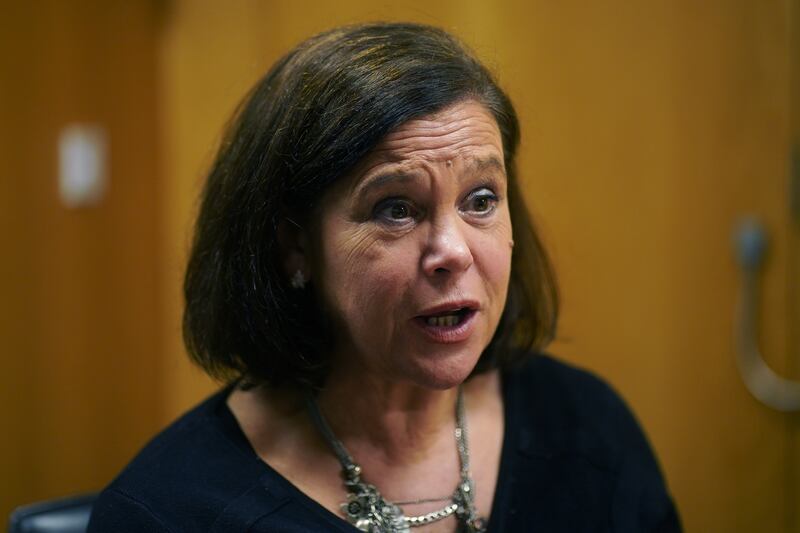 Sinn Fein leader Mary Lou McDonald during an interview at her office in Leinster House, Dublin.