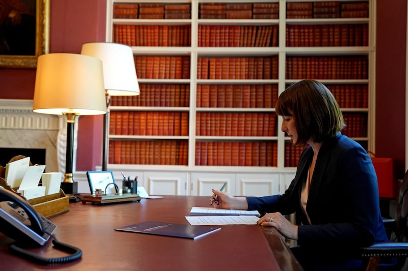 Chancellor of the Exchequer Rachel Reeves in her office at no 11 Downing Street