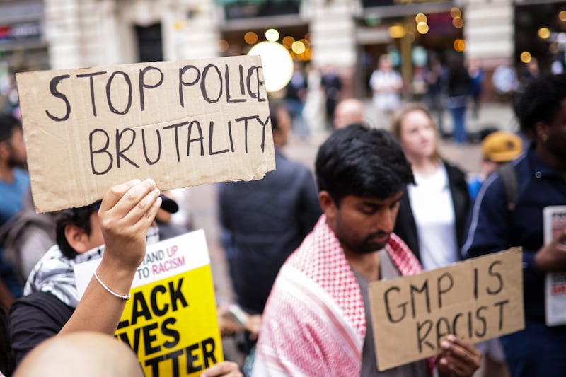 A Stand Up To Racism demonstration in Manchester