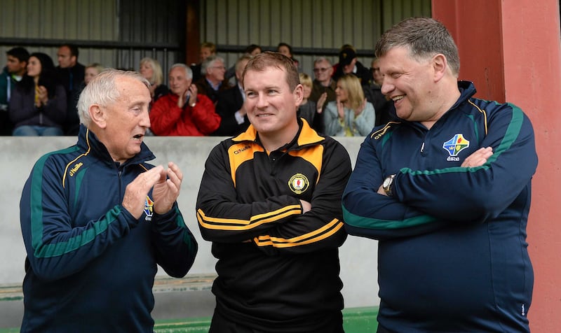 John O'Mahony (right) pictured at the GAA Open charity match in Newcastle earlier this year  