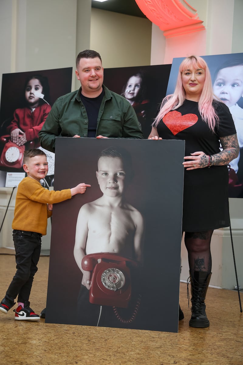 A photographic exhibition ‘The Call’ arrives in Belfast to raise awareness of peadiatric organ donation, pictured are Daithi his father Mairtin and photographer Debbie Todd. PICTURE: MAL MCCANN