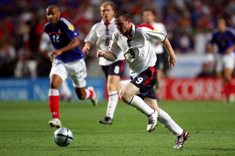 Wayne Rooney plays against France at Euro 2004