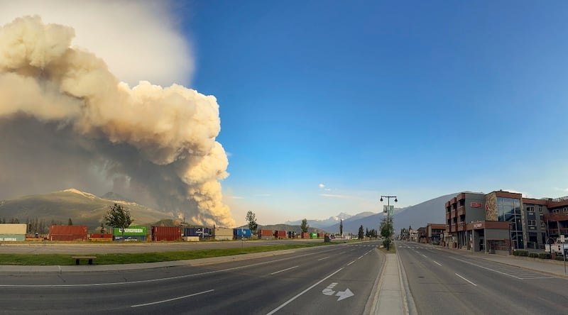 Smoke rises from a wildfire burning near Jasper in Alberta, Canada (Jasper National Park/Canadian Press/AP)