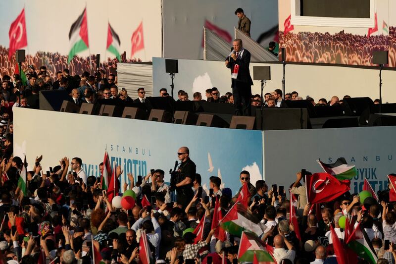 Turkish leader at rally