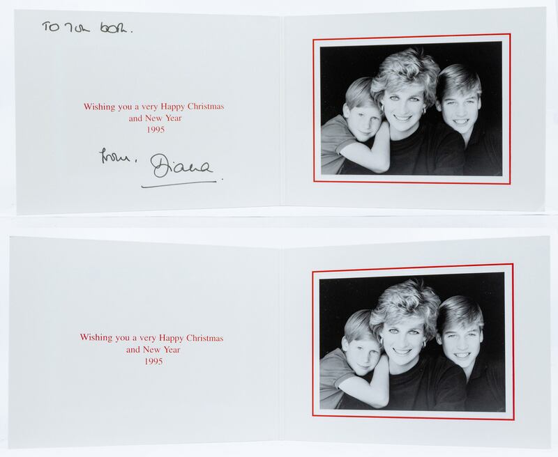 A 1995 Christmas card signed by Diana, Princess of Wales