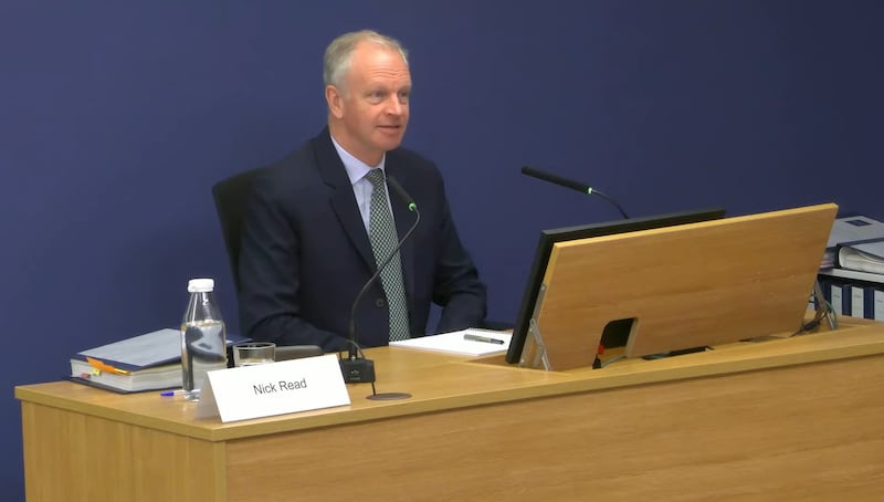 Nick Read, chief executive of the Post Office, giving evidence at the Horizon IT inquiry