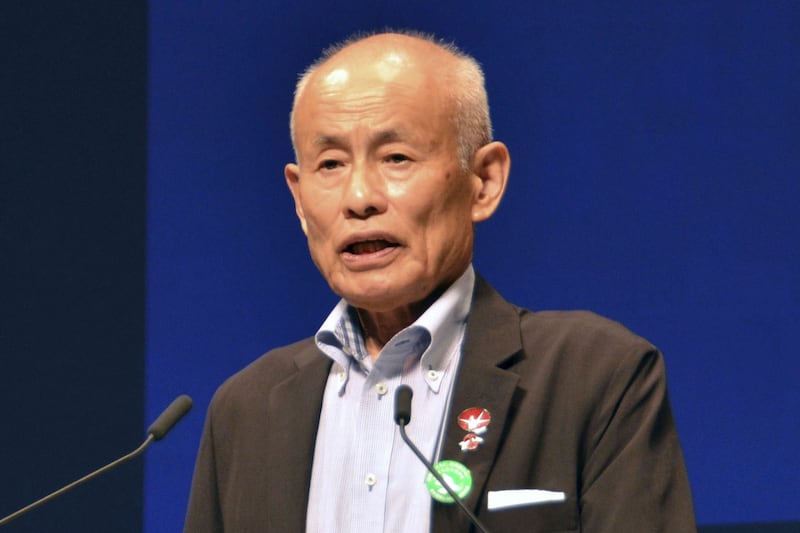 Toshiyuki Mimaki is president of Nihon Hidankyo which has been awarded the Nobel Peace Prize (Kyodo News via AP)