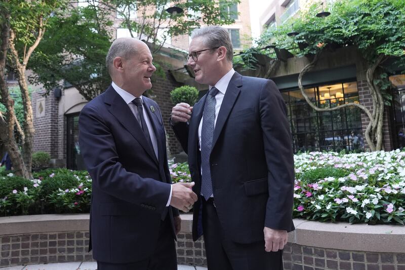 Sir Keir Starmer meeting German Chancellor Olaf Scholz in Washington DC