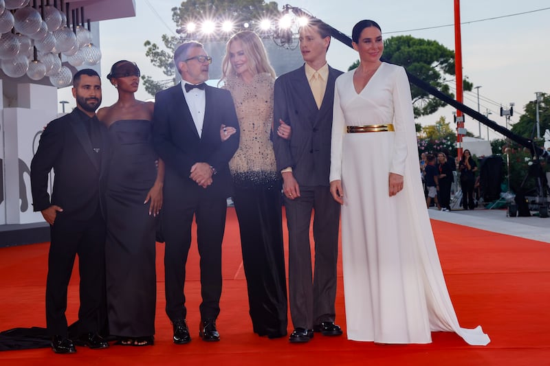 Producer David Hinojosa, from left, Sophie Wilde, Antonio Banderas, Nicole Kidman, Harris Dickinson and director Halina Reijn (Vianney Le Caer/AP)