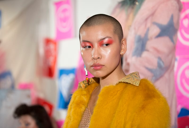 Models backstage before the Clio Peppiatt Autumn/Winter 2017 London Fashion Week presentation at Durham House Street, London.