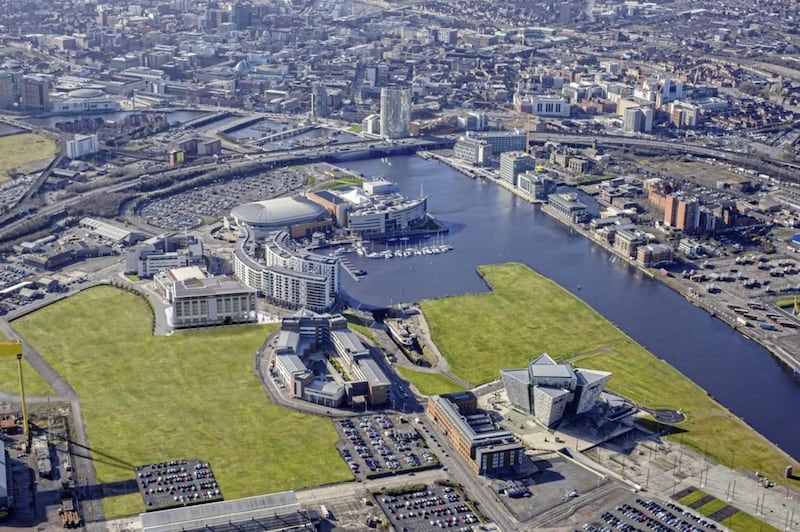 Aerial view of the Titanic Quarter. 