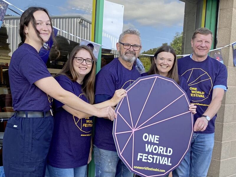 Launching this week&#39;s One World Festival are (from left) CADA NI members Pauline Ross (Habitat for Humanity Restore), Emma Hassard (Concern worldwide and deputy chair for CADA NI), Rob Brannie (Habitat for Humanity Restore), Jan Lindsay (Habitat for Humanity Restore) and Niall McConkey (Habitat for Humanity Restore) 