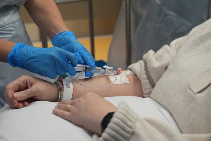 Katie Tinkler receiving the breakthrough treatment for lupus at University College London Hospital in London