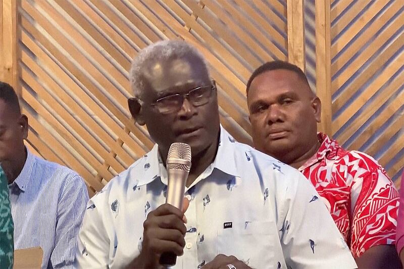 Manasseh Sogavare had hoped to become the first Solomons prime minister to maintain power in consecutive four-year terms (Australian Broadcasting Corporation via AP)