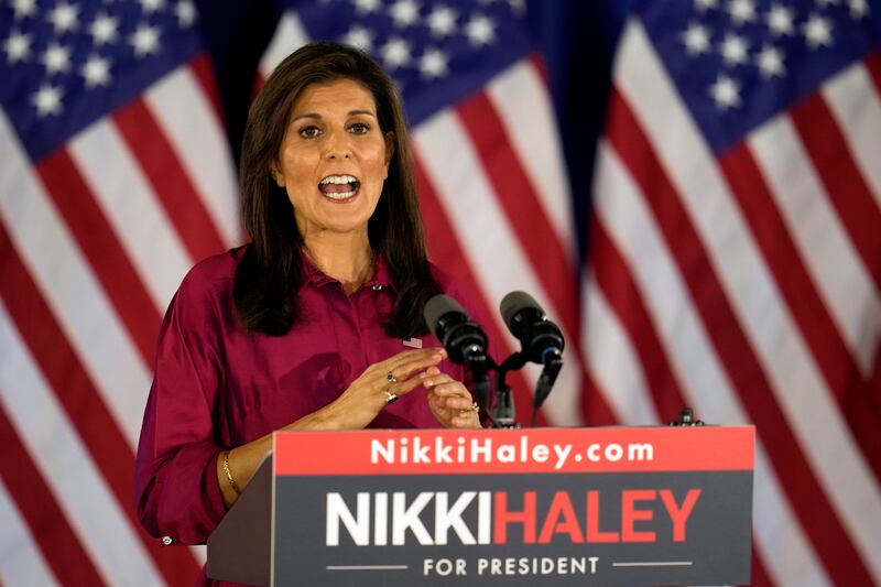 Former UN ambassador Nikki Haley is the only woman candidate in the Republican field (Abbie Parr/AP)