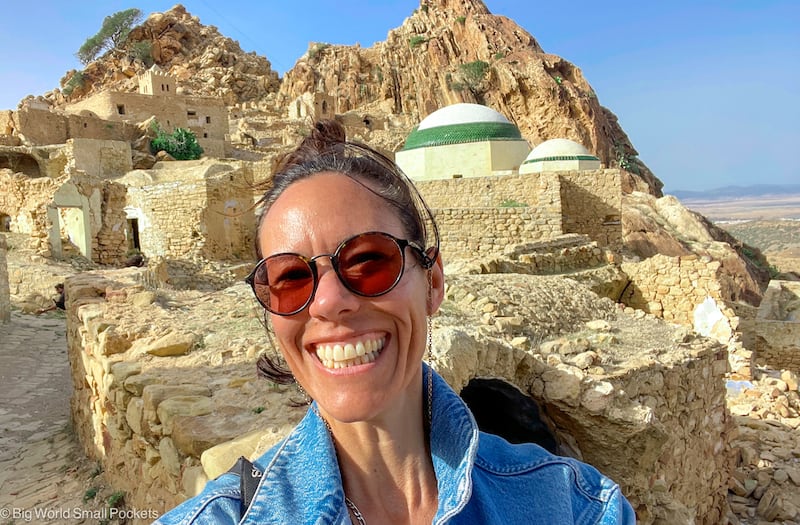 Steph Parker taking a selfie in Zriba El Alia, Tunisia