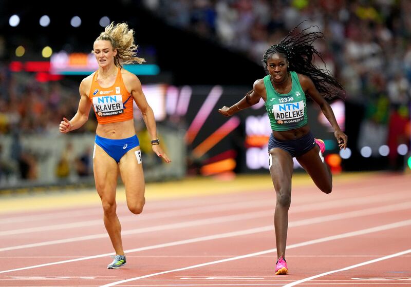 Ireland's Rhasidat Adeleke (right) and Netherlands' Lieke Klaver in action in the Women's 400 Metres Final on day five of the World Athletics Championships at the National Athletics Centre, Budapest, Hungary. Picture date: Wednesday August 23, 2023.Martin Rickett/PA Wire.