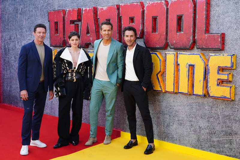 Hugh Jackman, Emma Corin, Ryan Reynolds and Shawn Levy attending Deadpool and Wolverine UK sneak peek at Eventim Apollo in London
