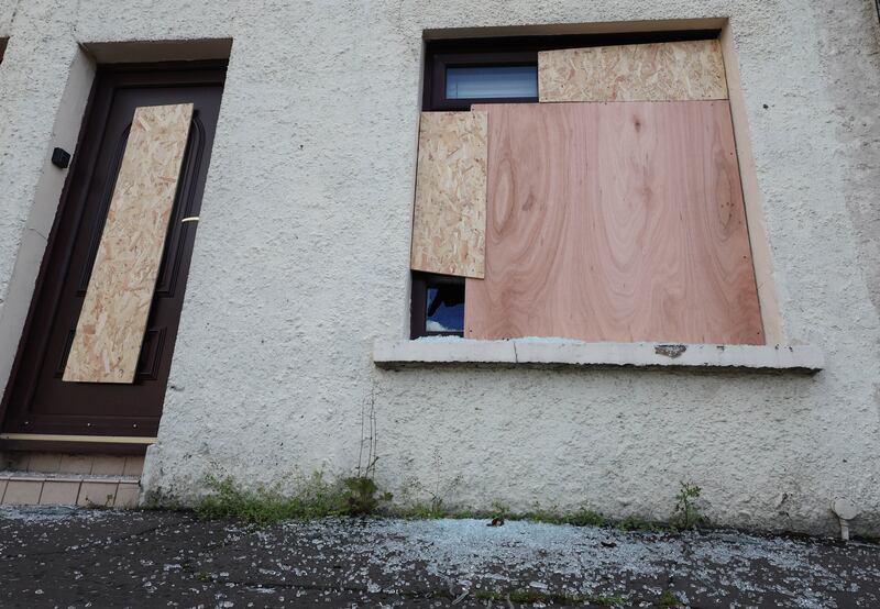 Damage caused after attacks in the Kilburn Street area.

Officers dealt with a number of reports of criminal damage to property including a car being set on fire and a window of a house being broken in Benburb Street. Windows of a house were also smashed in Kilburn Street, both in south Belfast.
PICTURE COLM LENAGHAN