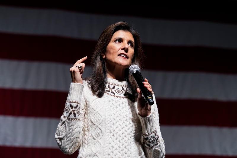 Ms Haley is campaigning in New Hampshire ahead of the primary on Tuesday (AP)