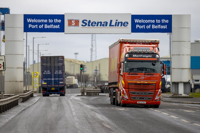 Freight lorries travelling through the Port of Belfast