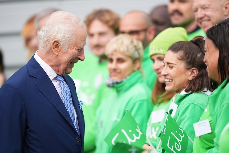 The King was greeted by volunteers from the Felix Project charity