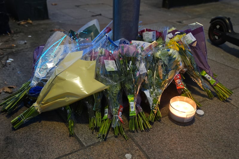 Floral tributes near Greenhill Street, close to Bedford bus station