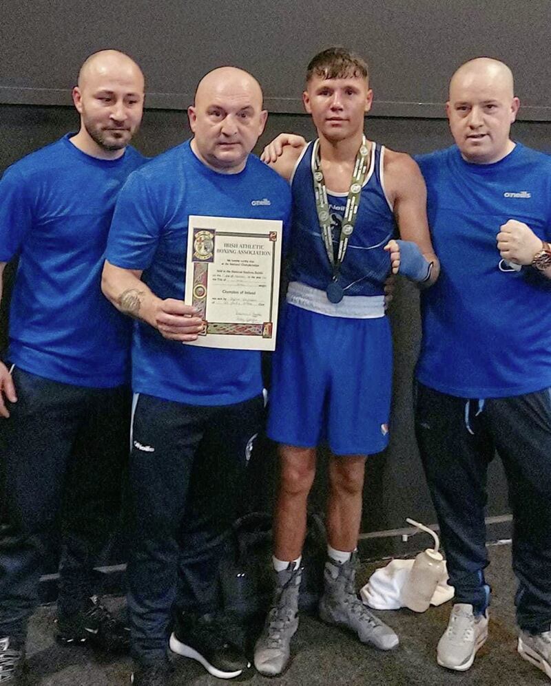 Dylan Eagleson with St Paul&#39;s coaches, from left, Bogdan Alin Tudoran, Ralph McKay and Robbie Barr 