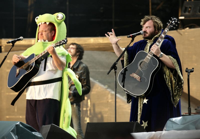 Jack Black said he was ‘blindsided’ by comments made by his bandmate Kyle Gass (left)