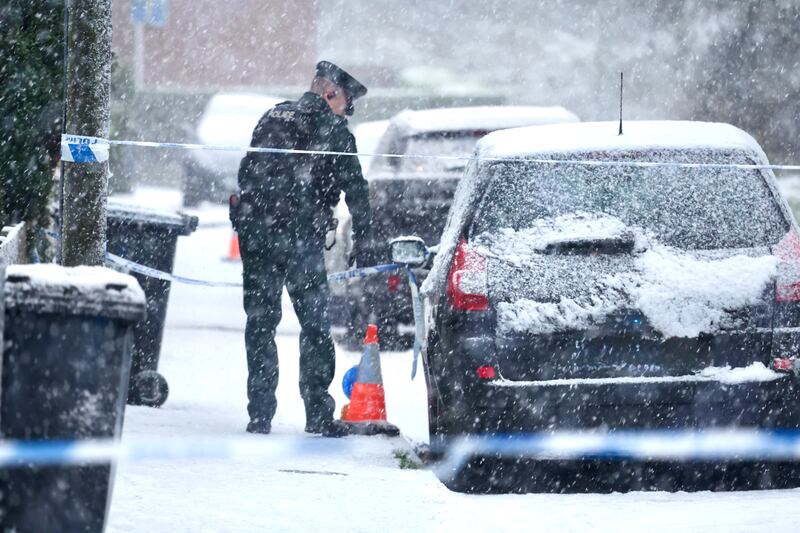 Police at the scene of a shooting in the Beverley Road area of Carmoney. PICTURE: MAL MCCANN