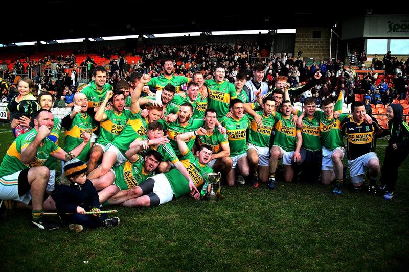 Ulster club junior hurling champions Castleblayney Faughs celebrate