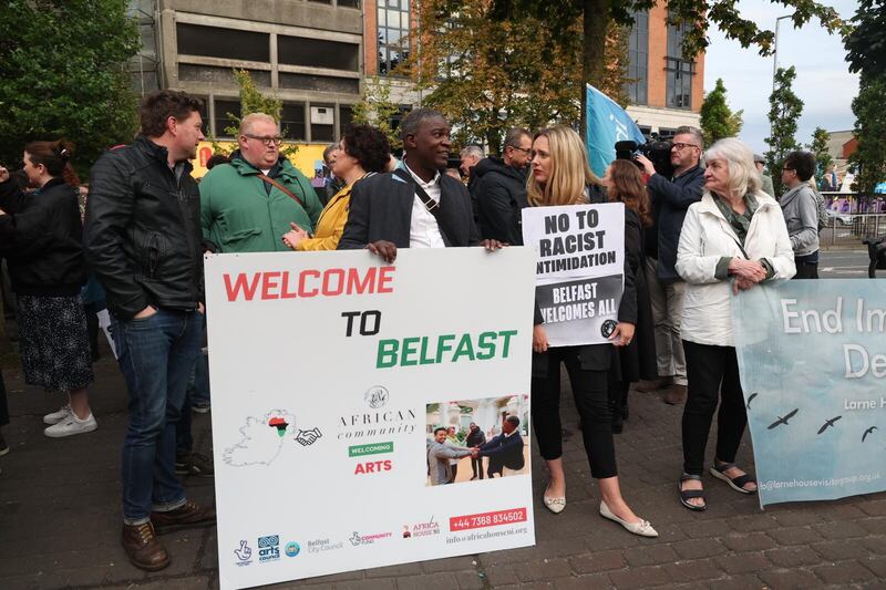 The Belfast rally was held in response to a series of hate crime incidents in the south of the city. Picture by Mal McCann
