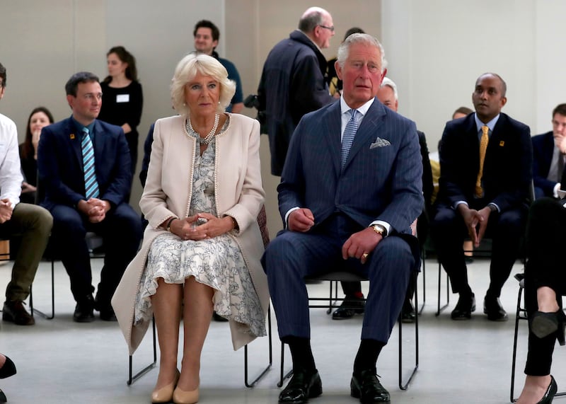 Camilla and Charles during a visit to an International Rescue Committee Project in Berlin