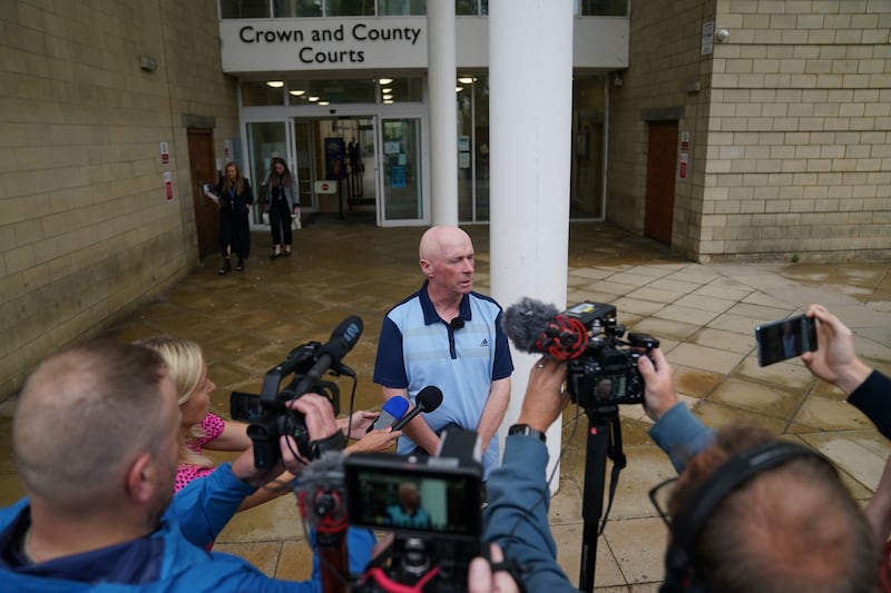 Conservative West Northamptonshire councillor Raymond Connolly speaks to the media