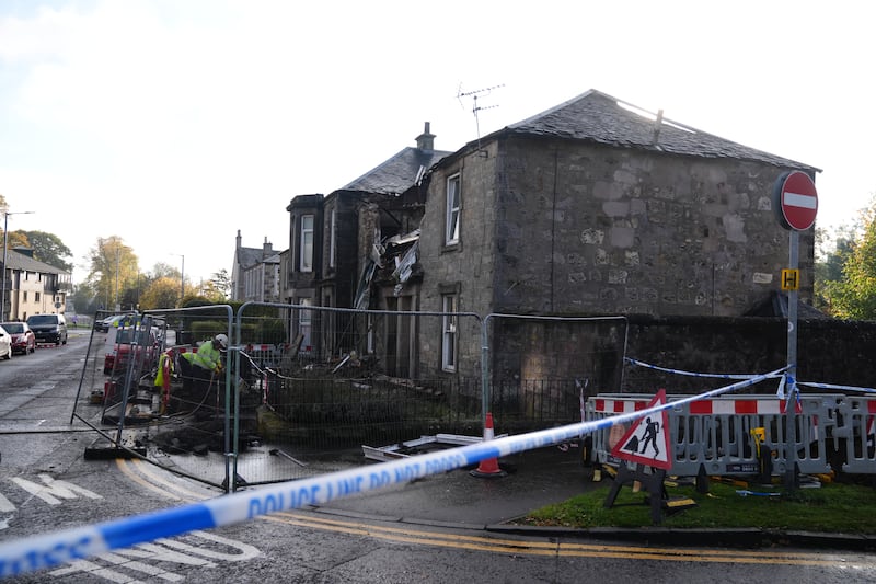 Emergency crews attended the block of flats after an explosion