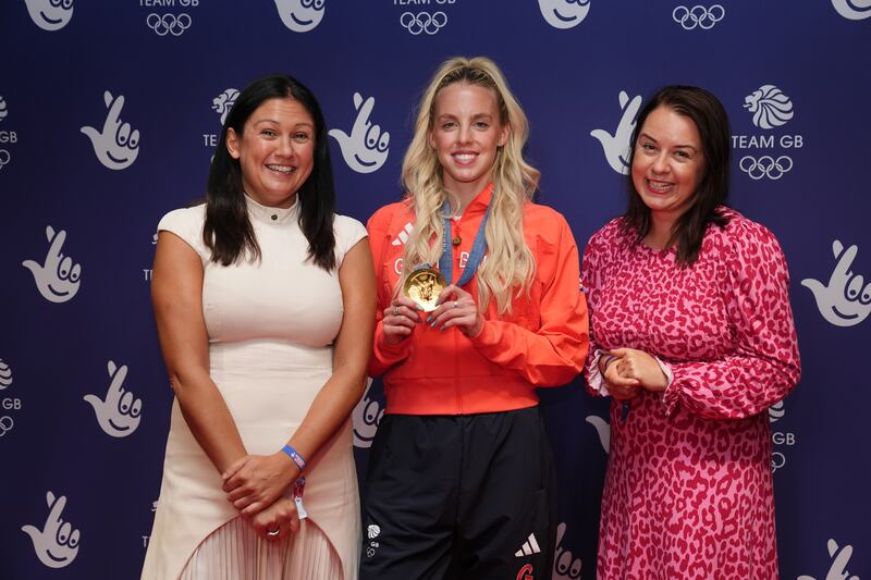 Culture, Media and Sport Secretary Lisa Nandy, runner Keely Hodgkinson and sports minister Stephanie Peacock