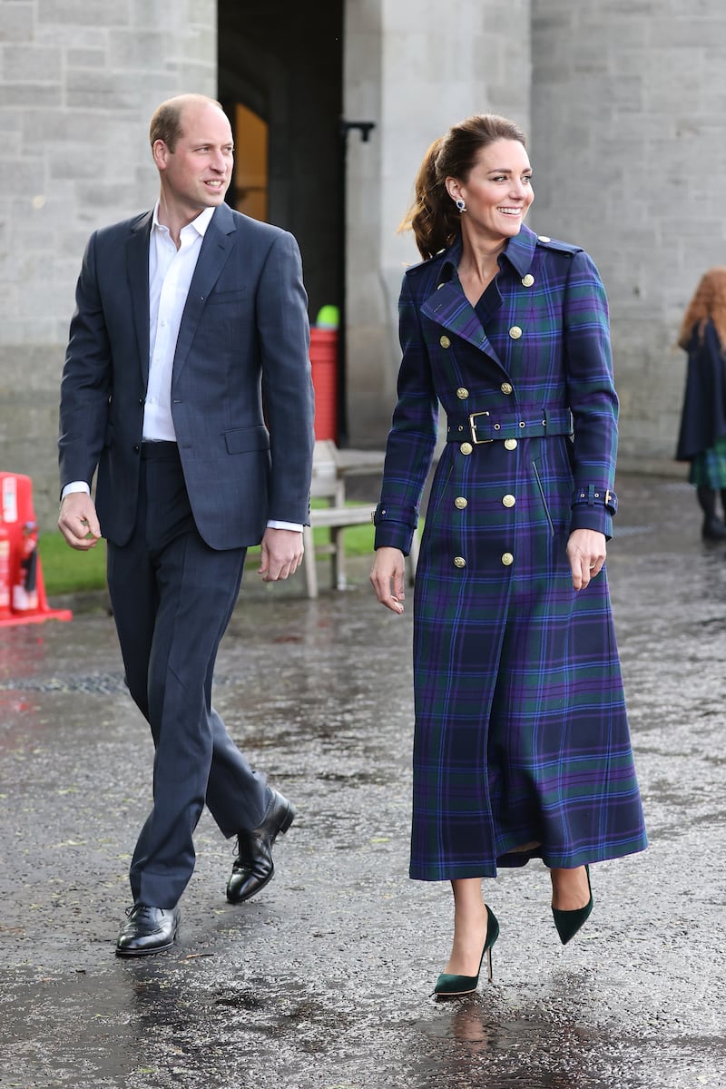 Kate favours Holland Cooper for her tartan trench coats