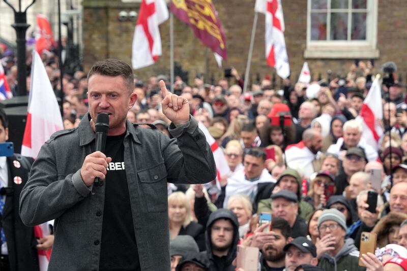 Disorder broke out at a rally at a St George’s Day Parade attended by Tommy Robinson