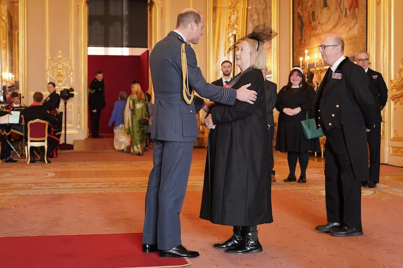 Pauline Quirke is made a Member of the Order of the British Empire by the Prince of Wales at Windsor Castle.