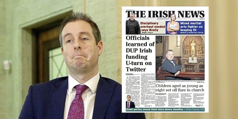 The DUP&#39;s Paul Givan, and how The Irish News revealed his officials first heard of his Irish funding U-turn on Twitter 